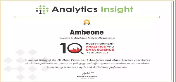 Ambeone Data Science courses award